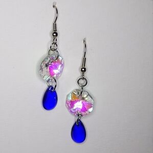 Beautiful multicolored and dark blue dangle earrings
